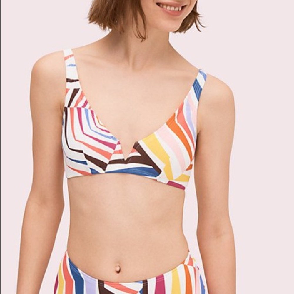 KATE SPADE Geobrella Multi Stripe Bikini NWT M
